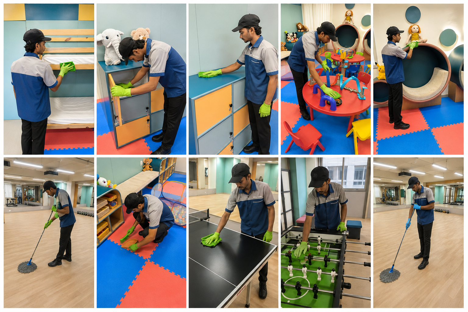 Housekeeping Staff Cleaning Office